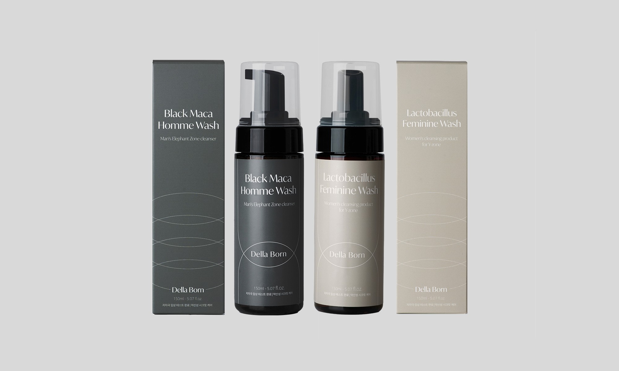 Selected design: both boxes and pump bottles side by side